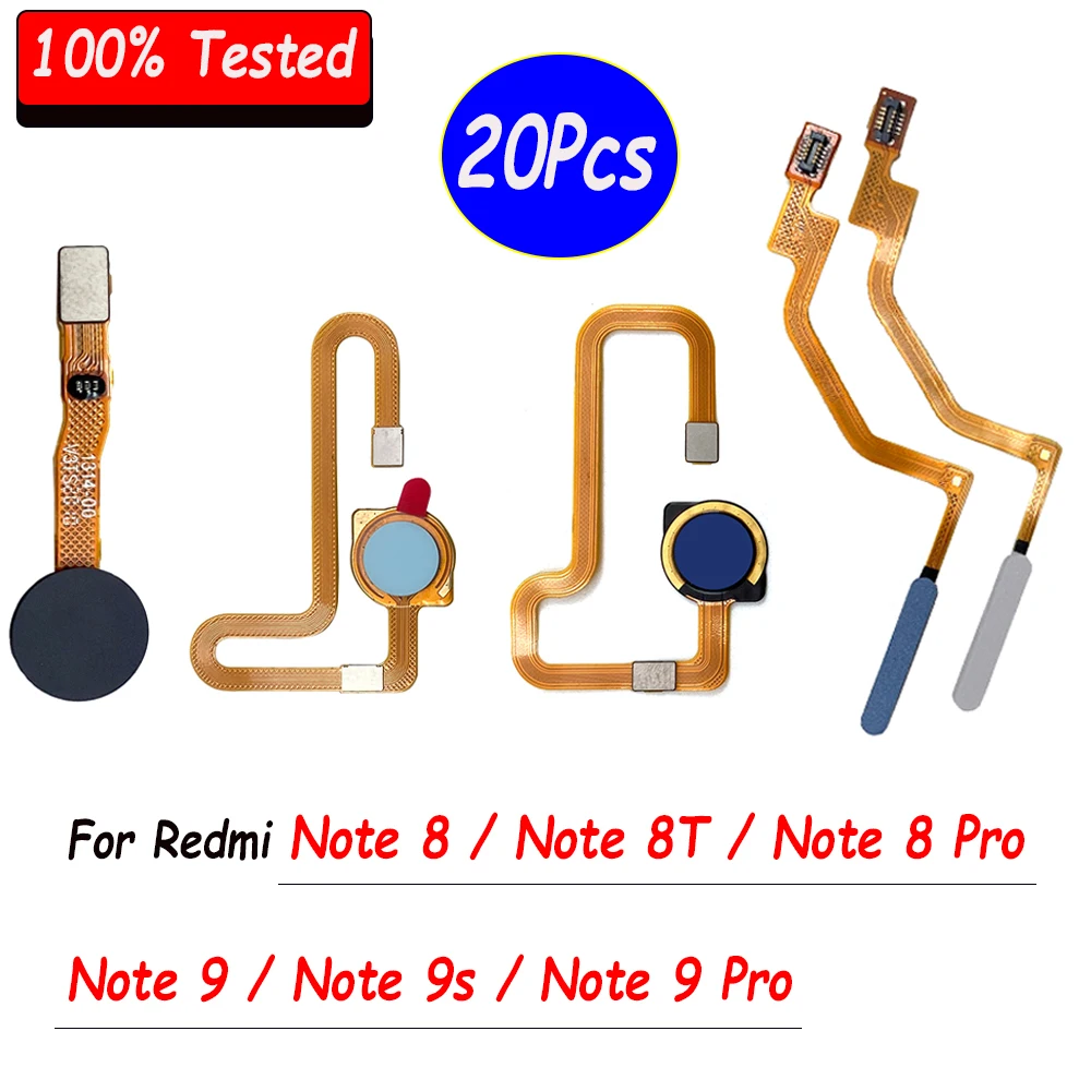 

20Pcs，NEW Tested OEM Home Return Key Men Button Fingerprint Touch Id Sensor Connector Flex Cable For Redmi Note 8 Pro 8T 9 9S