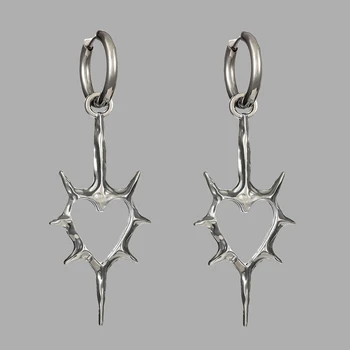 Y2K Thorn Spiked Heart Earrings Goth Cross Earrings for Women Hip Hop Vintage Accessories Punk Charms Earring Grunge Jewelry 1