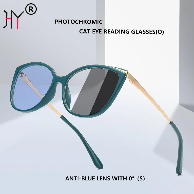 

HUYING 2023 Cat Eye Women Photochromic Reading Glasses Anti Blue Men computer glasses TR90 Frame Unisex Diopter 0 To +6.0