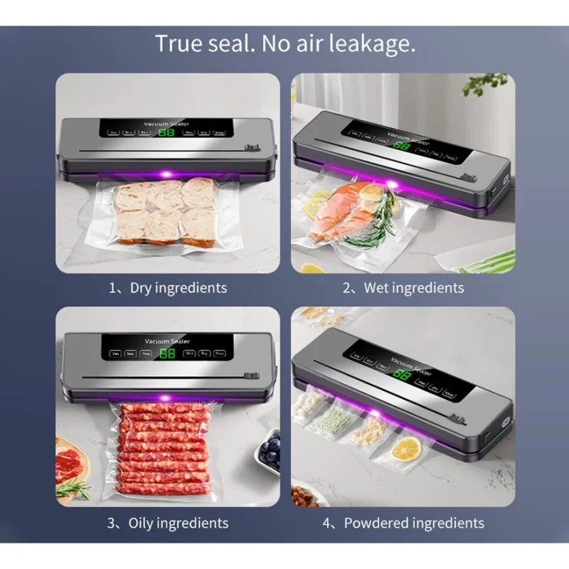 Electric Vacuum Sealer Food Storage Seal Touch Button Dry/Wet Built-in Cutter Kitchen Food Sealing Vacuum packaging machine 5