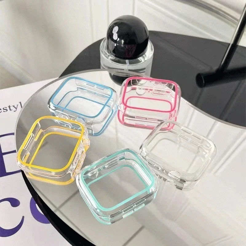

Luminous Cover for Apple Watch band 49mm 45mm 41mm 44mm 40mm Transparent Hard PC Bumper For iwatch series ultra 8 7 6 SE 5 4