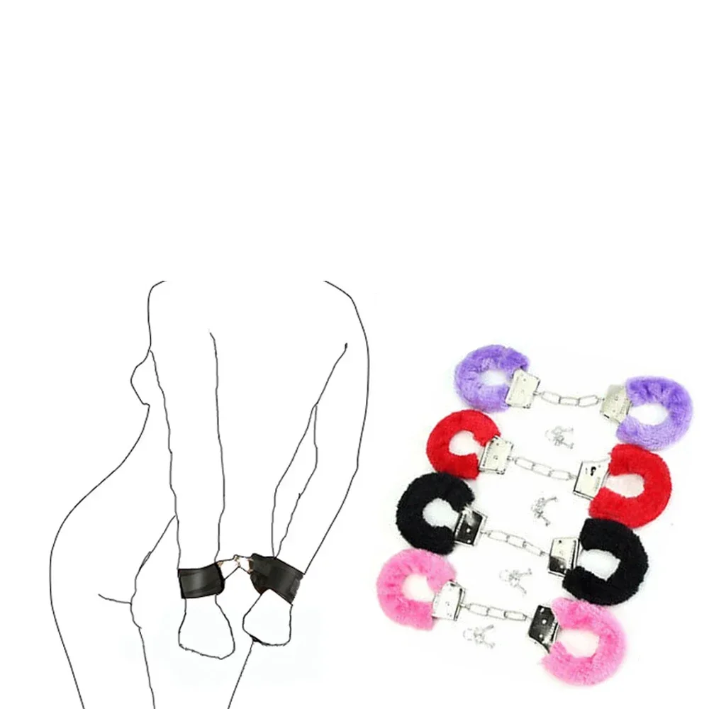 Handcuffs BDSM Sex Toys Bondage Adjustable Metal Plush Handcuff Ankle Cuff Couples Slave Rolepla Games Products Fetish Adult sex toys erotic sex toy sex party toys sex bondage toys