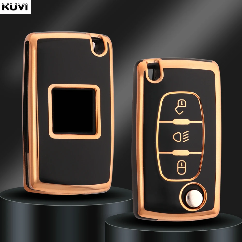 Key Case Cover Fashion TPU Car Flip Key Case Cover Bag For Peugeot 107 207 307 308 407 607 3008 5008 Citroen Xsara Picasso C5 C6 C8 Accessories