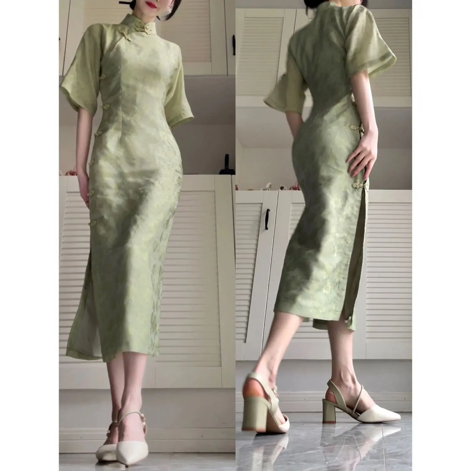 

New Style Women's Modified Cheongsam Inverted Sleeves, Young Style In Summer, Elegant and Retro Style In The Republic of China