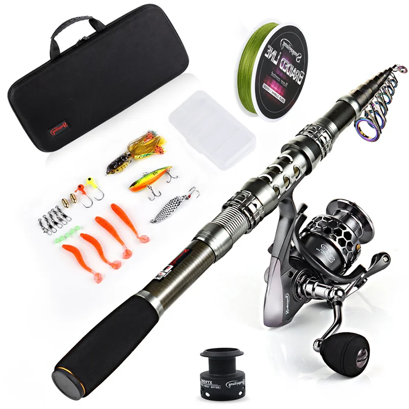 Sougayilang Fishing Rod Reel Combo, Fast Action Pieces Fishing Pole with 