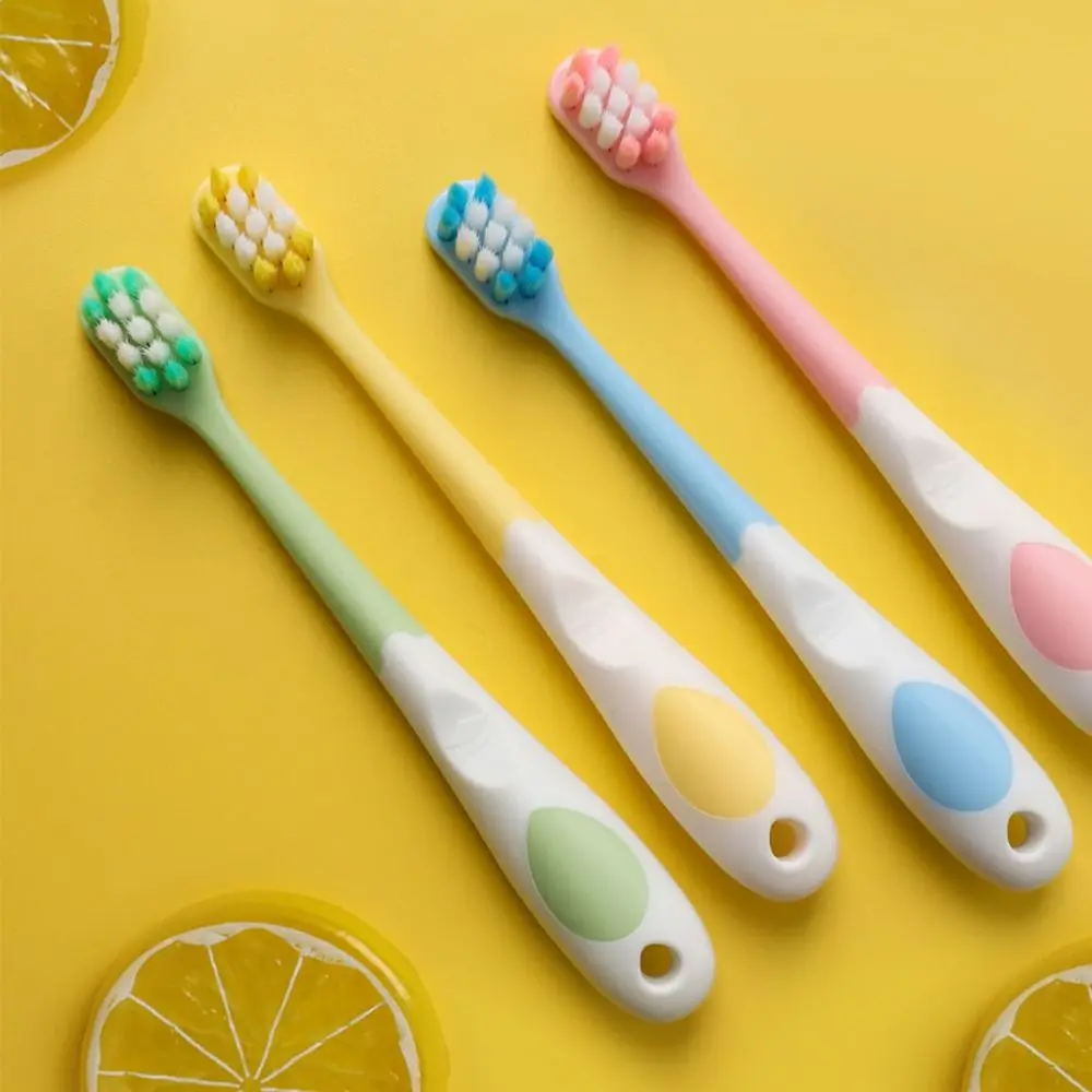 

Solid Color Children's Toothbrush Food Grade Soft Bristles Soft Bristle Toothbrush Anti Slide Handle Cartoon