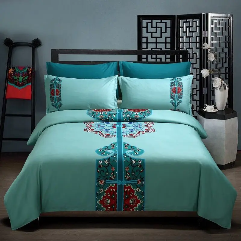 

Комплект постельного белья в китайском стиле, простыни с начесом, пододеяльник, наволочка, односпальная и двуспальная кровать, простыня из промытого хлопка