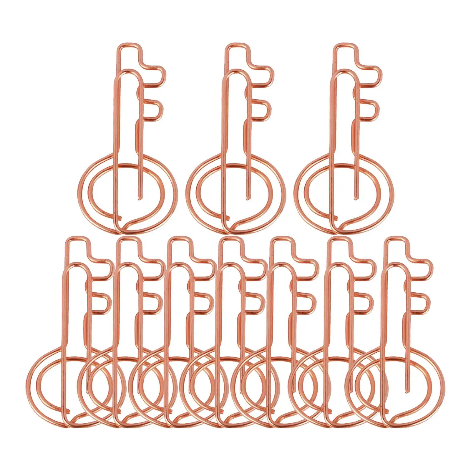 

10Pcs Rose Aureate Key Shaped Paper Clips Novelty Funny Bookmark Paper Clips Cute for Office Supplies Invitation Card Note