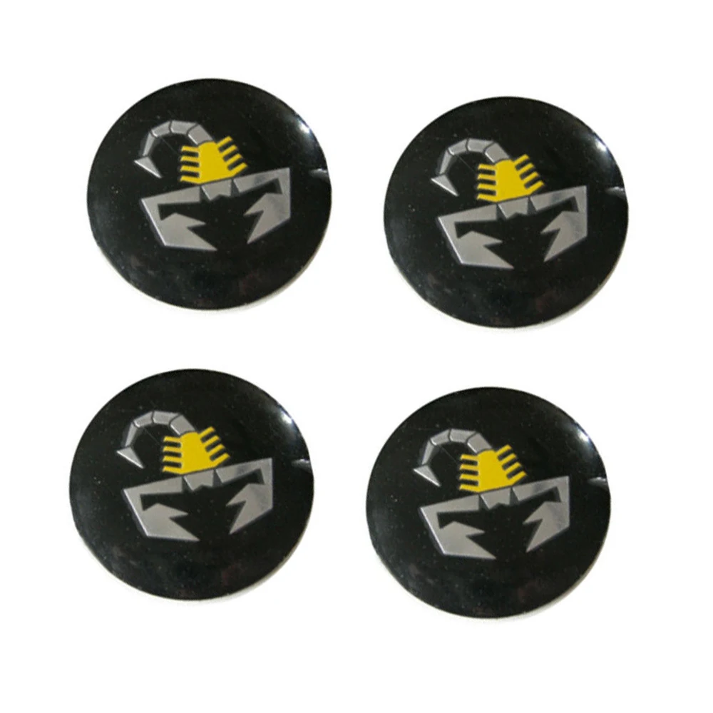 Un Set (4 Pezzi) Coprimozzo Ruota Adesivo Emblema Centro Auto Per Logo Scorpione 500 500X 56.5Mm