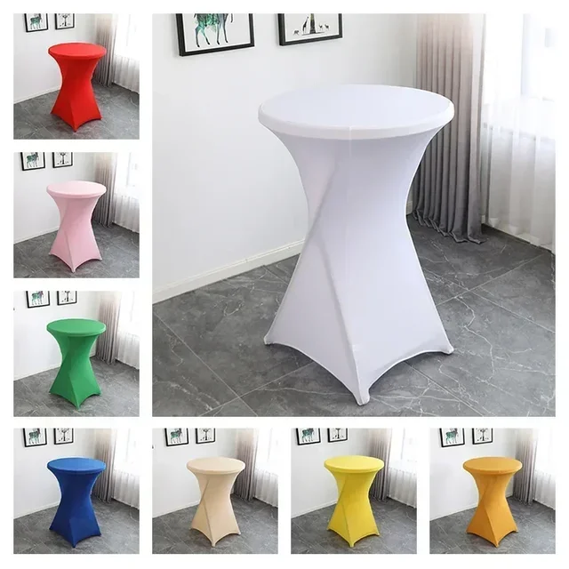 Couverture de Table ronde-tissu de Banquet de mariage, tissu Lycra pour Bar à Cocktail, décoration de fête d'hôtel pour les événements d'exposition occidentale d'anniversaire 6