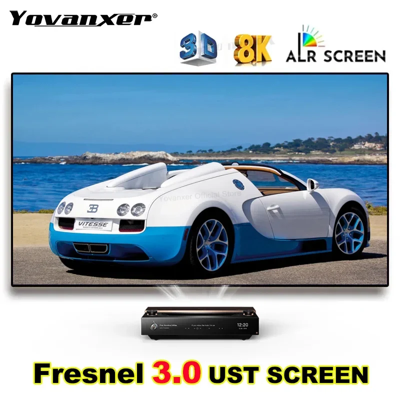 2024 Top Fresnel 3.0 ALR UST Ambient Light Rejecting Projection Screen Fixed Frame Best for Ultra Short Throw Projector 4K 8K 3D