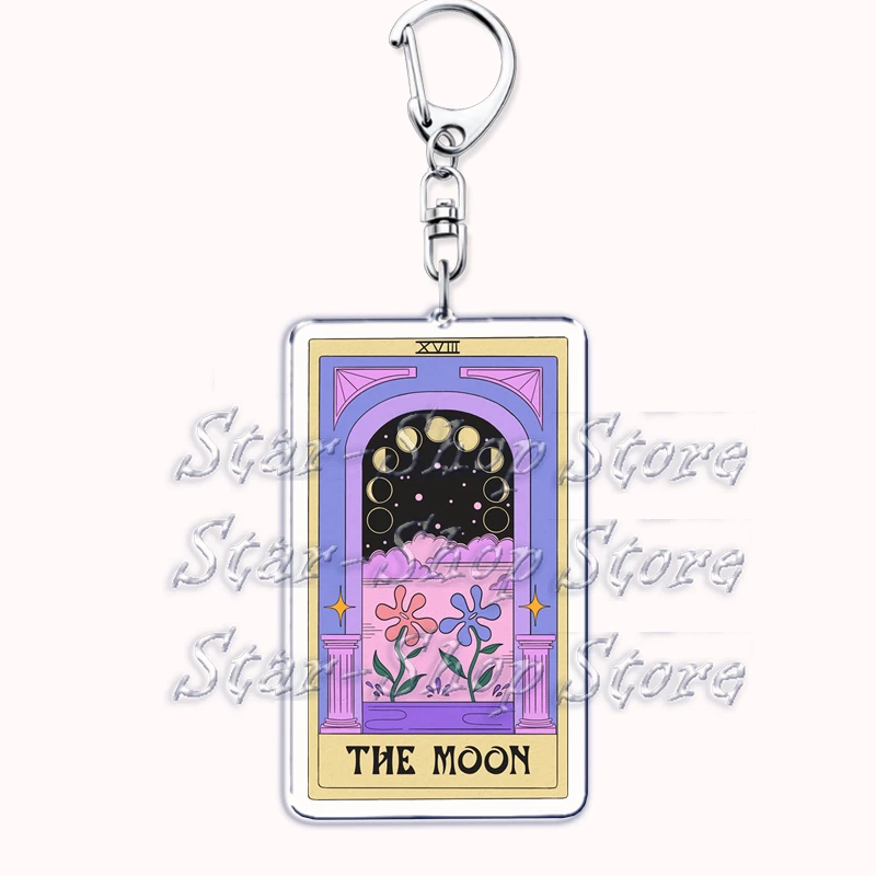 Beliebte Kultur Halloween Tarot Karte Schlüsselanhänger für Zubehör Mond Luna Tod Schlüsselanhänger Schmuck Fans Liebhaber Freunde Leser Geschenke – Detail 6