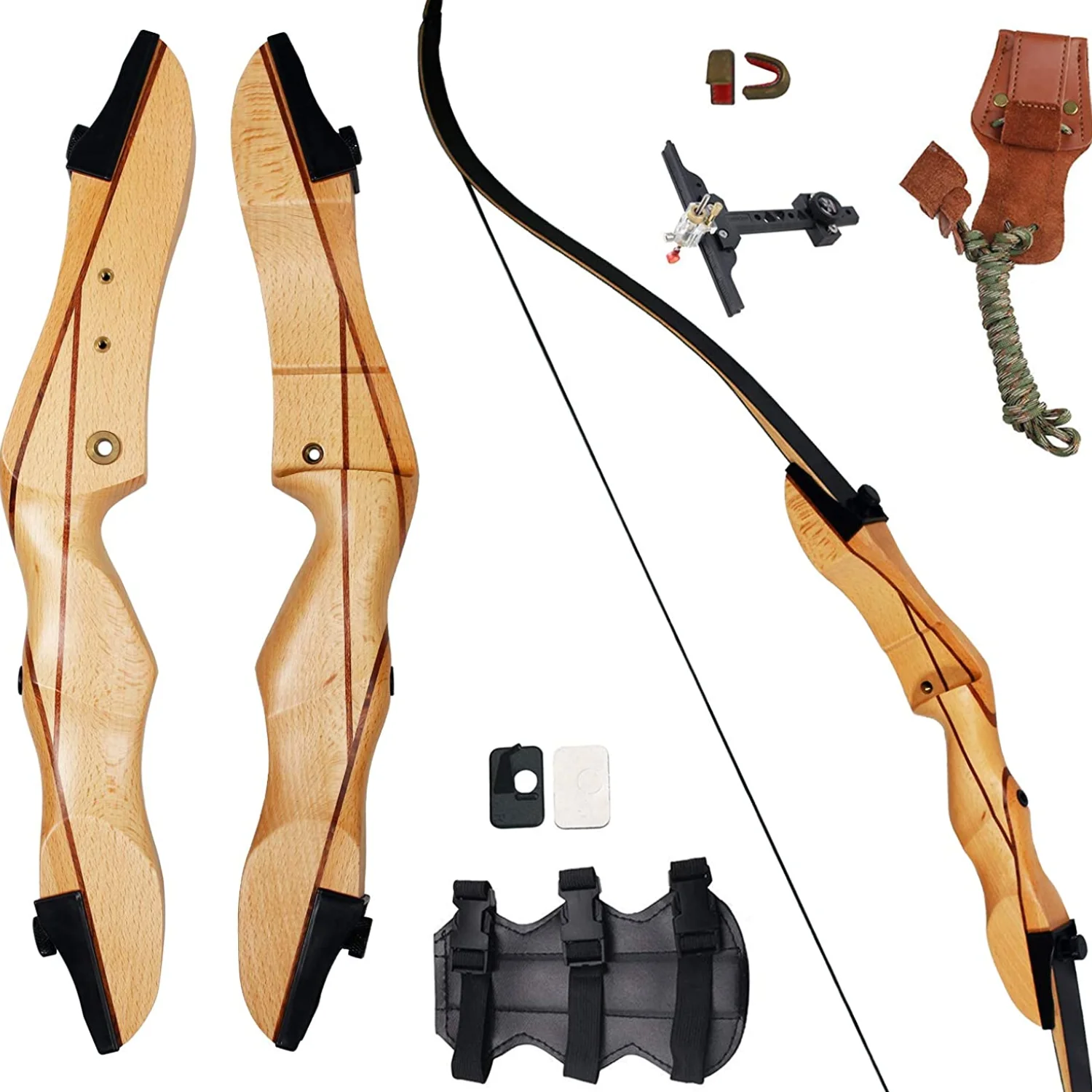 62inchRecurveBowWoodenTakedownArcheryBow2040LbsDrawWight