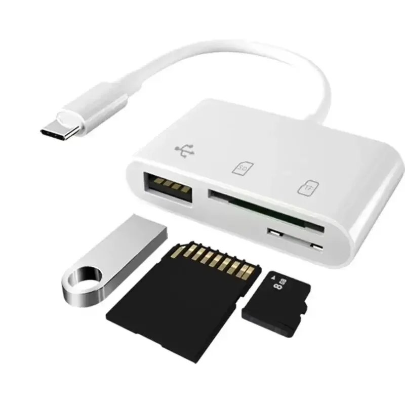 3-in-1 Type C to SD/TF Card Reader OTG Adapter Memory Card Data Transfer For Huawei Samsung Xiaomi MacBook Android Phone Camera