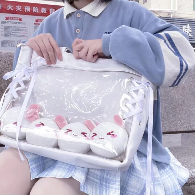

Large Capacity Shoulder Bag Japanese Cute Kawaii Itabag Transparent Girl Student JK Crossbody Bag Crossbody Zipper Handbag