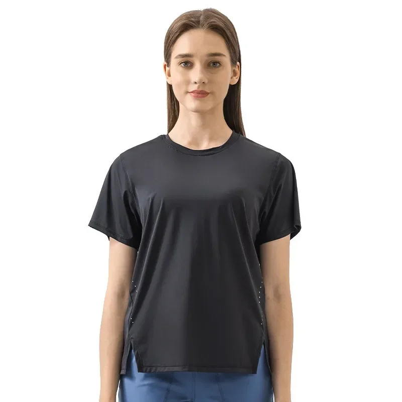 Lemon Ultralight Naked-feel Workout Yoga Fitness T-shirt Top Women Hip-length Plain Running Gym Sport Short Sleeve Shirts