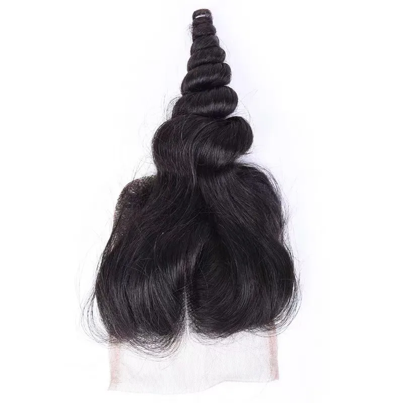 Loose Wave 4x4 Lace Closure Human Hair Pre-Plucked Natural Color Brazilian Virgin Hair Transparent Lace Closure For Women