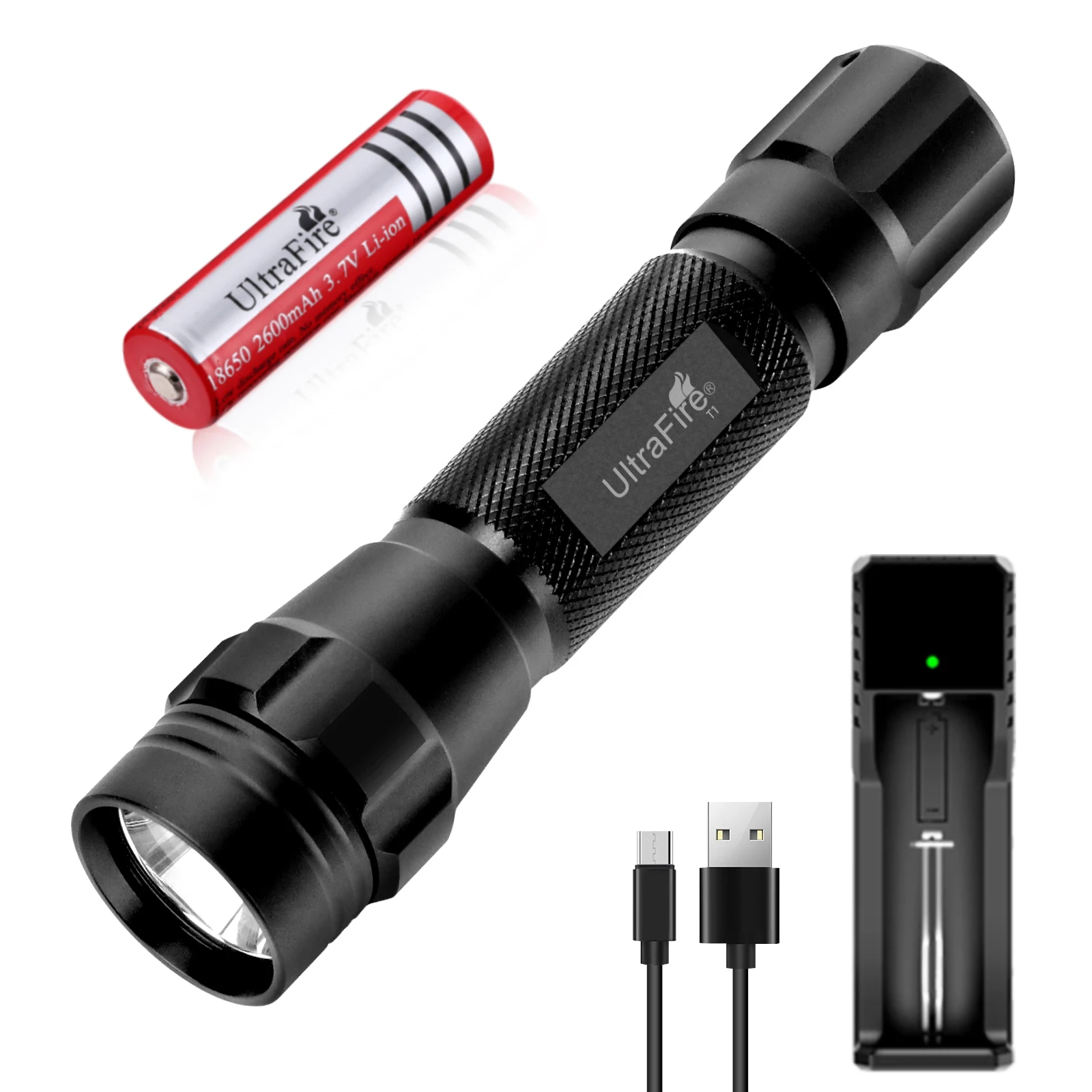 Description Picture 4 of itemUltraFire T1 Army Tactical Flashlight 18650 High Power Led Rechargeable Lamp Portable Military Torch Light for Outdoor Lighting