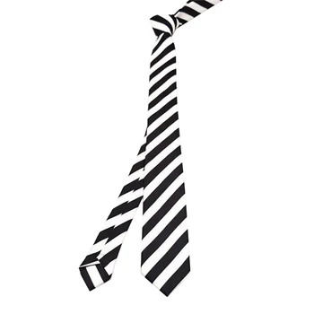 Cravatta da uomo classica in tessuto bianco e nero a righe per uomo cravatte da lavoro formali Wedding College Party Groomsmen 1