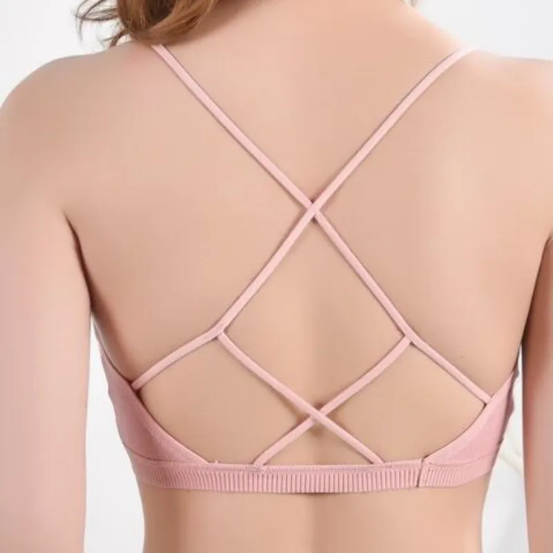 

Fitness Sports Bra for Women Push Up Solid Cross Back Yoga Running Gym Training Workout Femme Padded Underwear Crop Tops Female