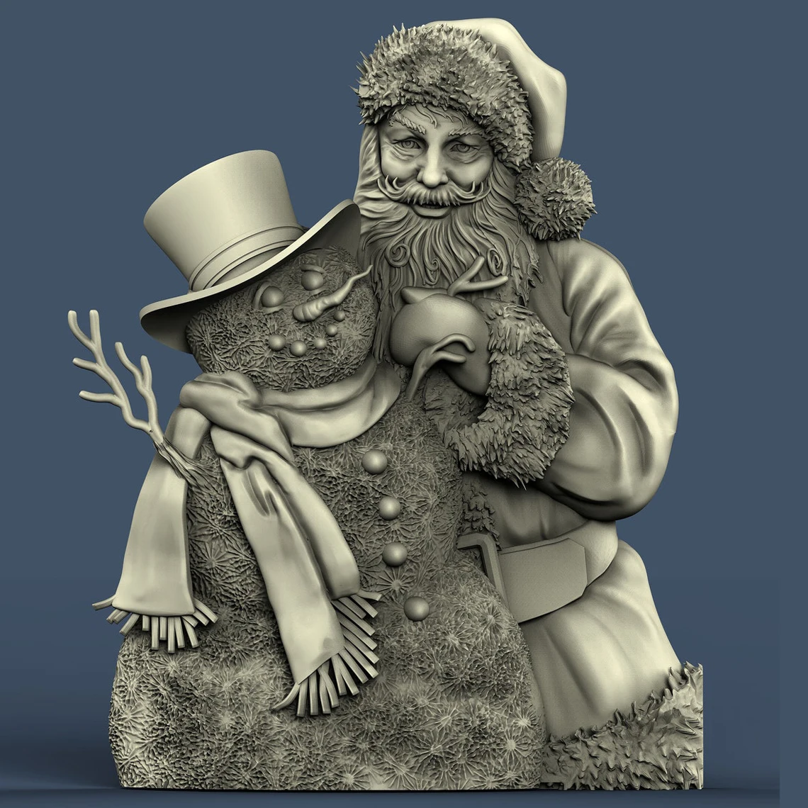 Santa and Snowman Christmas 3D STL Model for CNC Router Engraving & 3D Printing Relief Support ZBrush Artcam Aspire Cut3D cnc wood router Woodworking Machinery