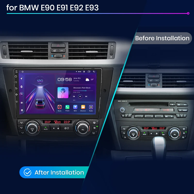 Radio GPS para coche, reproductor de vídeo con Android, CarPlay, DVD, 2 din, V1 Pro, 8G + 256G, para BMW Serie 3, E90, E91, E92, E93|Reproductor multimedia coche| - AliExpress