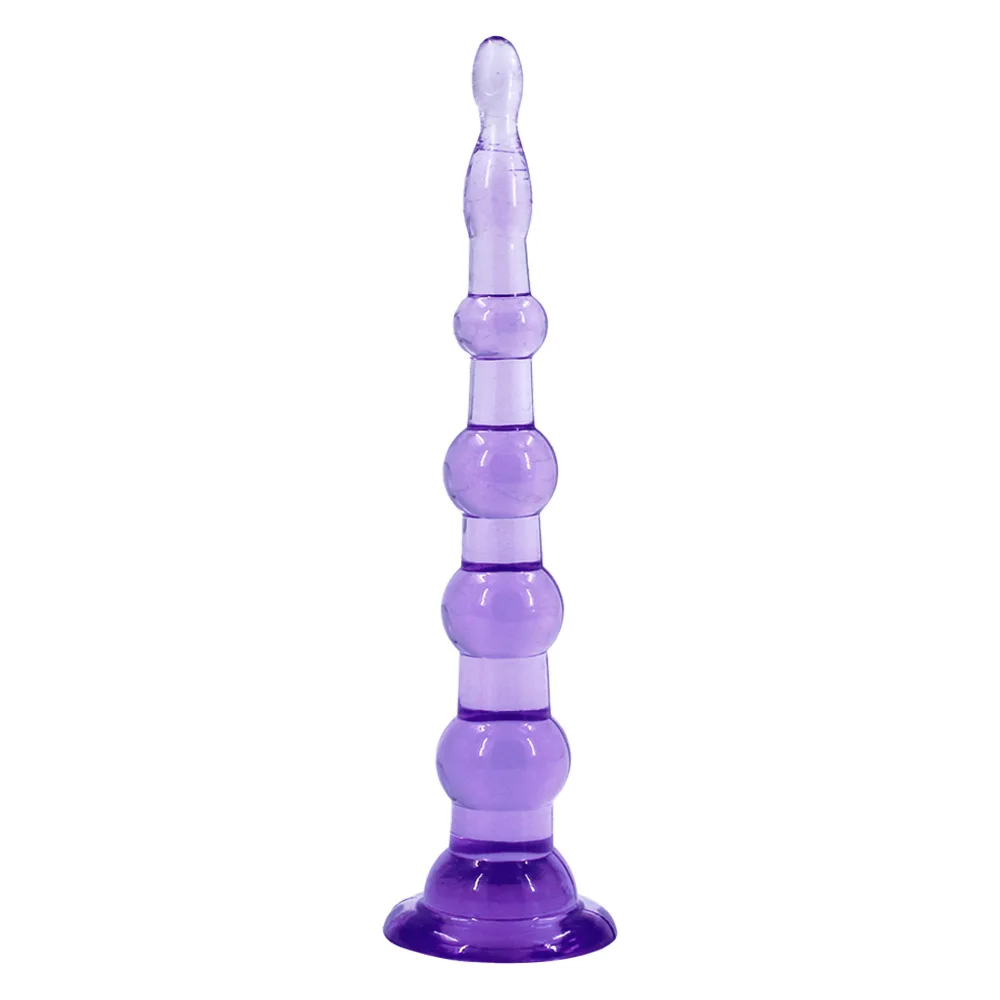 Gerippter Silikon Analplug Mit Perlen Und Jelly Dildo Toy_voghion.com
