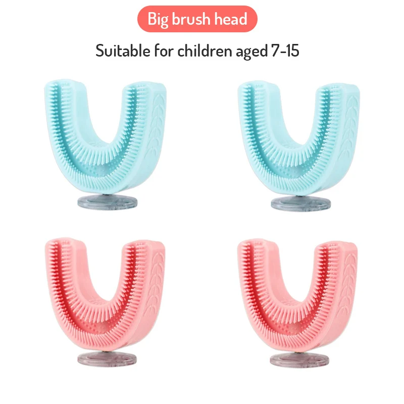 Escova de Substituição em Forma de u para Crianças Escova de Dentes Elétrica Sônica Acessórios de Escova Macia 360 Graus Dentes Limpos