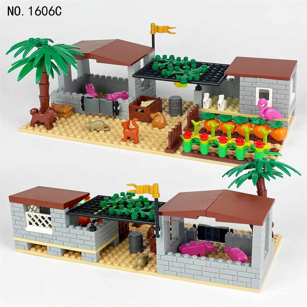 2024 도시 창의력 농장 야채 정원 동물 과일 농장 액세서리 빌딩 블록 MOC 모델 DIY 벽돌 교육 완구