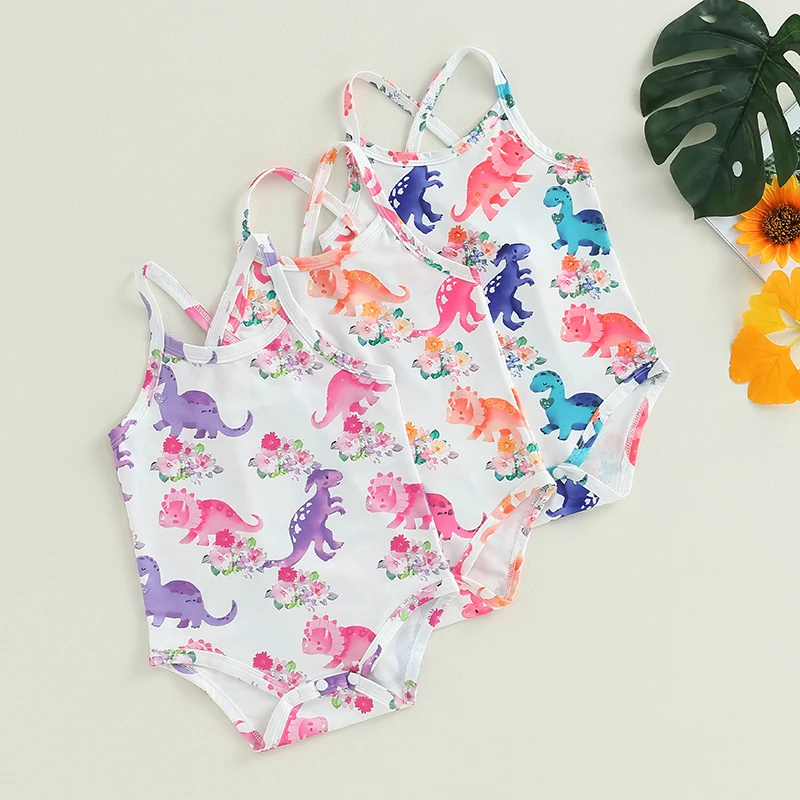 

Baby Clothing Girl Sleeveless Romper Dinosaur Print Jumpsuit for Newborn Toddler Summer Clothes