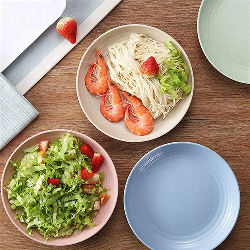 6pcs Pack 15/20/25cm Straw Wheat Deep Dinner Microwave Plates and Dishwasher Lightweight Safe Unbreakable Sturdy Dishes Dinner