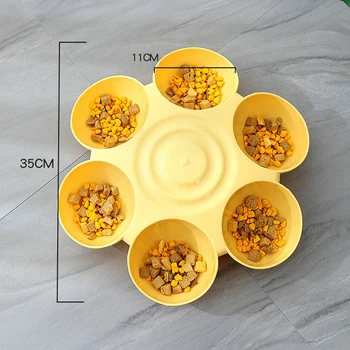6 In 1 Dog Bowl Puppy Slow Feeder Dog Bowl Cat Water Bottle Flower Shape Cat Water Feeding Bowl Healthy Diet Dish Pet Accessory 2