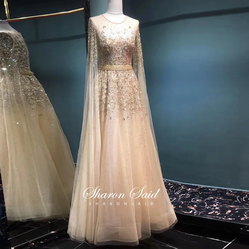 slim fit dress slacks Selene Gown- Champagne Beaded Wedding Gown – DAHL COLLECTION main image 1