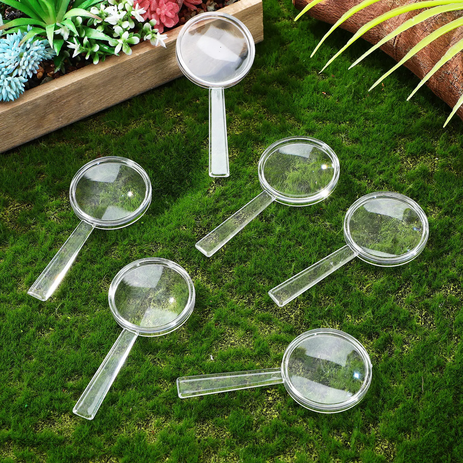 16Pcs 휴대용 돋보기 세트 8X 대형 렌즈 읽기 수리 교육 도구 가족 교실 사용 검정 돋보기