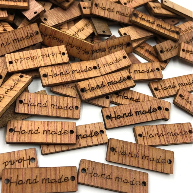 100PCS 30MM Oval Wooden Handmade Tags Button with 2 Hole Handmade