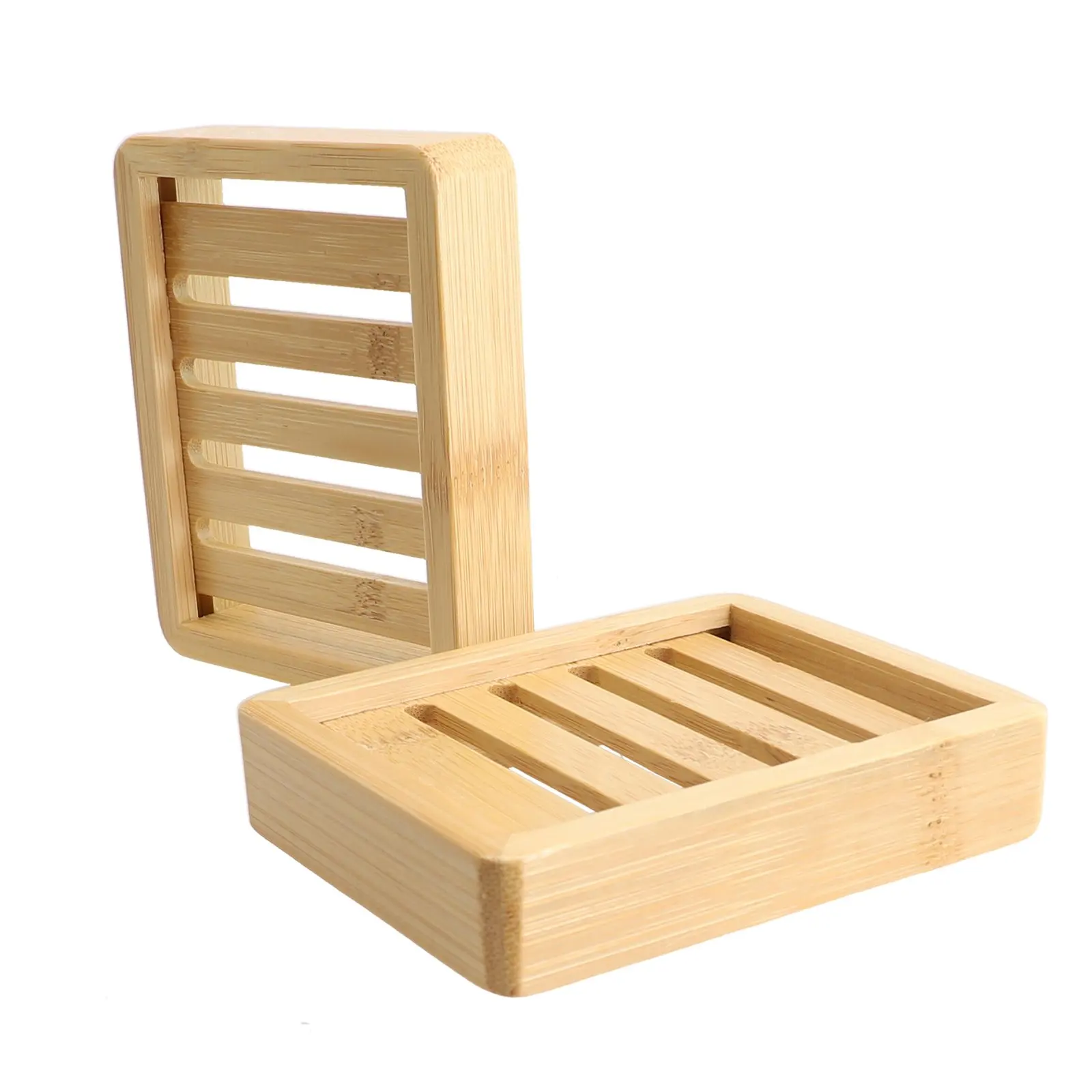 2 pezzi di legno naturale di bambù portasapone vassoio portaoggetti portasapone piatto scatola di scarico scatola portasapone da bagno portatile  15