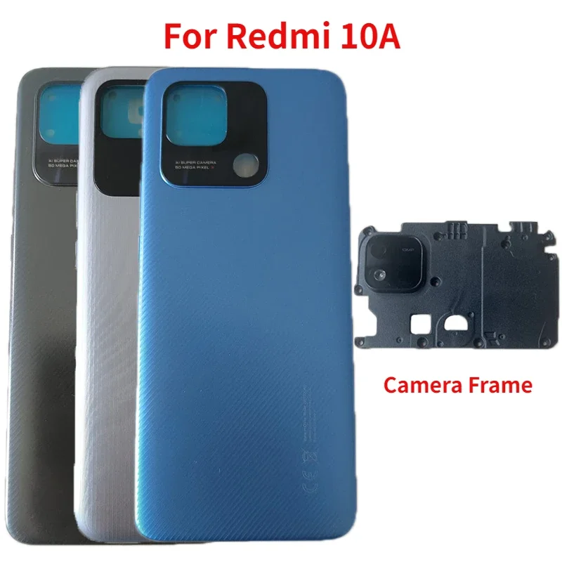 Original New Back Cover For Xiaomi Redmi 10A Battery Cover Rear Door Housing Case with Camera Frame Lens Replacement back battery cover rear door panel housing case for motorola moto e6s 2020 battery cover with lens frame replacement part