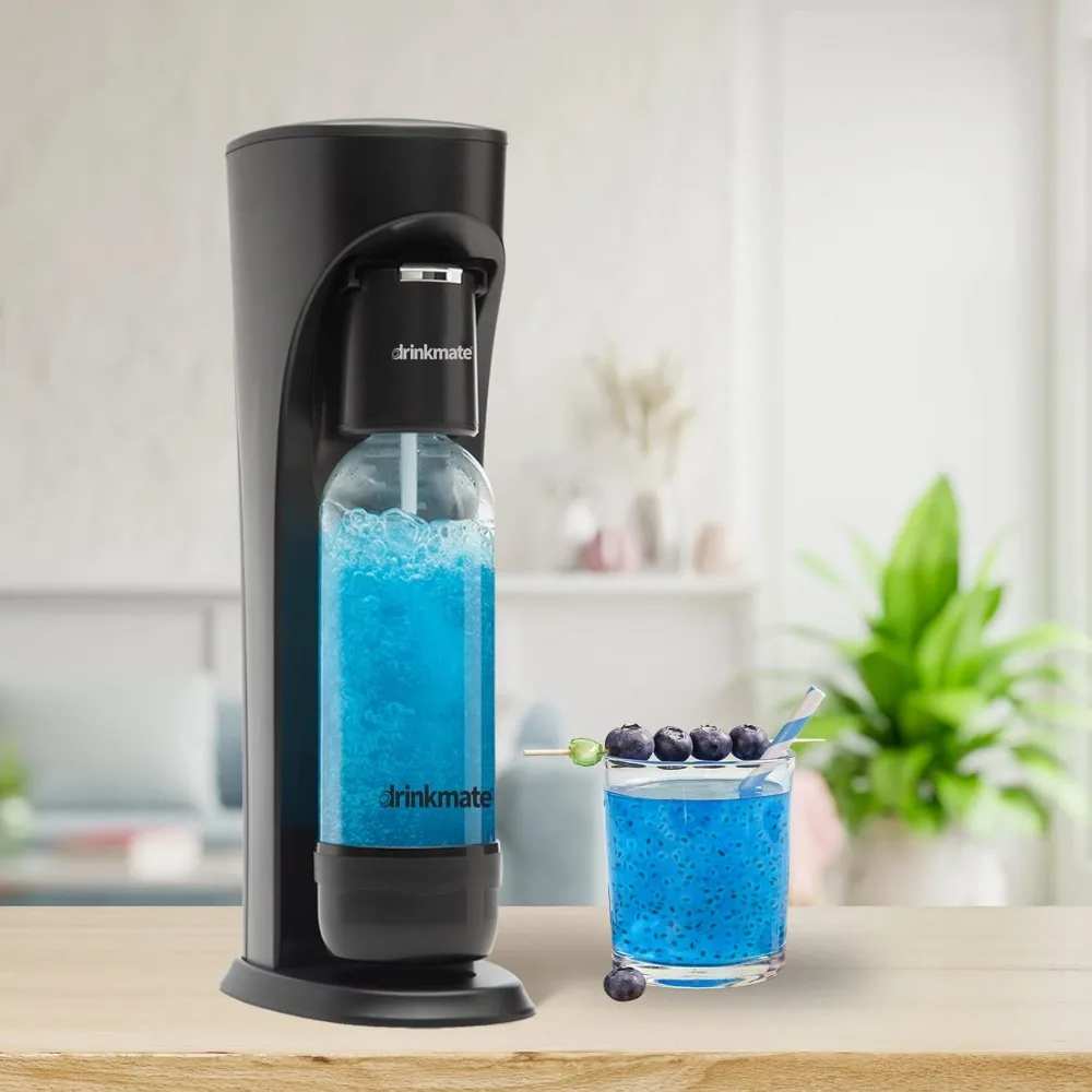 OmniFizz Sparkling Water and Soda Maker, Carbonates Any Drink, with 3oz CO2 Test Cylinder (Matte Black)