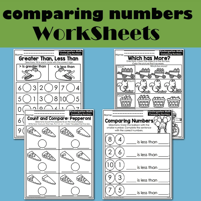 Kindergarten Math Comparing Numbers Homework Paper English Learning Material Practice Reading Book Kids Montessori Workbook