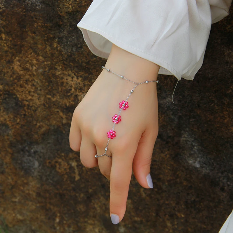 CARLIDANASummerBohemiaBraceletRingsforWomenDaisyFlowerLink