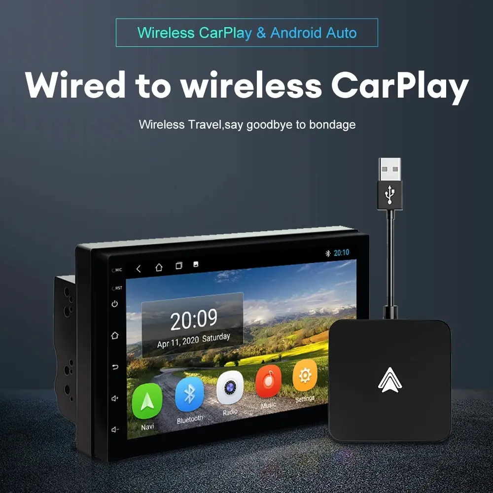 Wireless Carplay Adapter Mini Carplay&Auto Box Dongle Wired To Wireless For Audi Toyota Mazda Nissan Chevrolet Suzuki Subaru Kia Ford Opel Skoda Hyundai