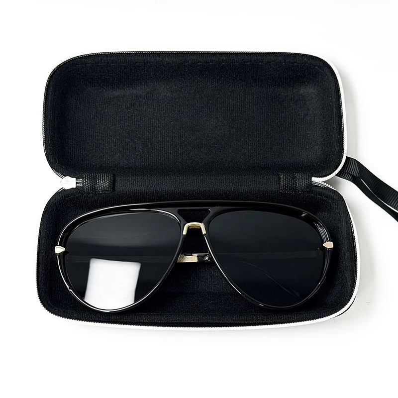 Elegant Black PU Leather Protective Sunglasses Case with High-Quality EVA Lining