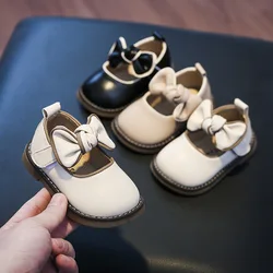 Chaussures de printemps en cuir pour petites filles, chaussures de princesse, à semelle souple, avec nœud, pour les premiers pas des tout petits, nouvelle collection 