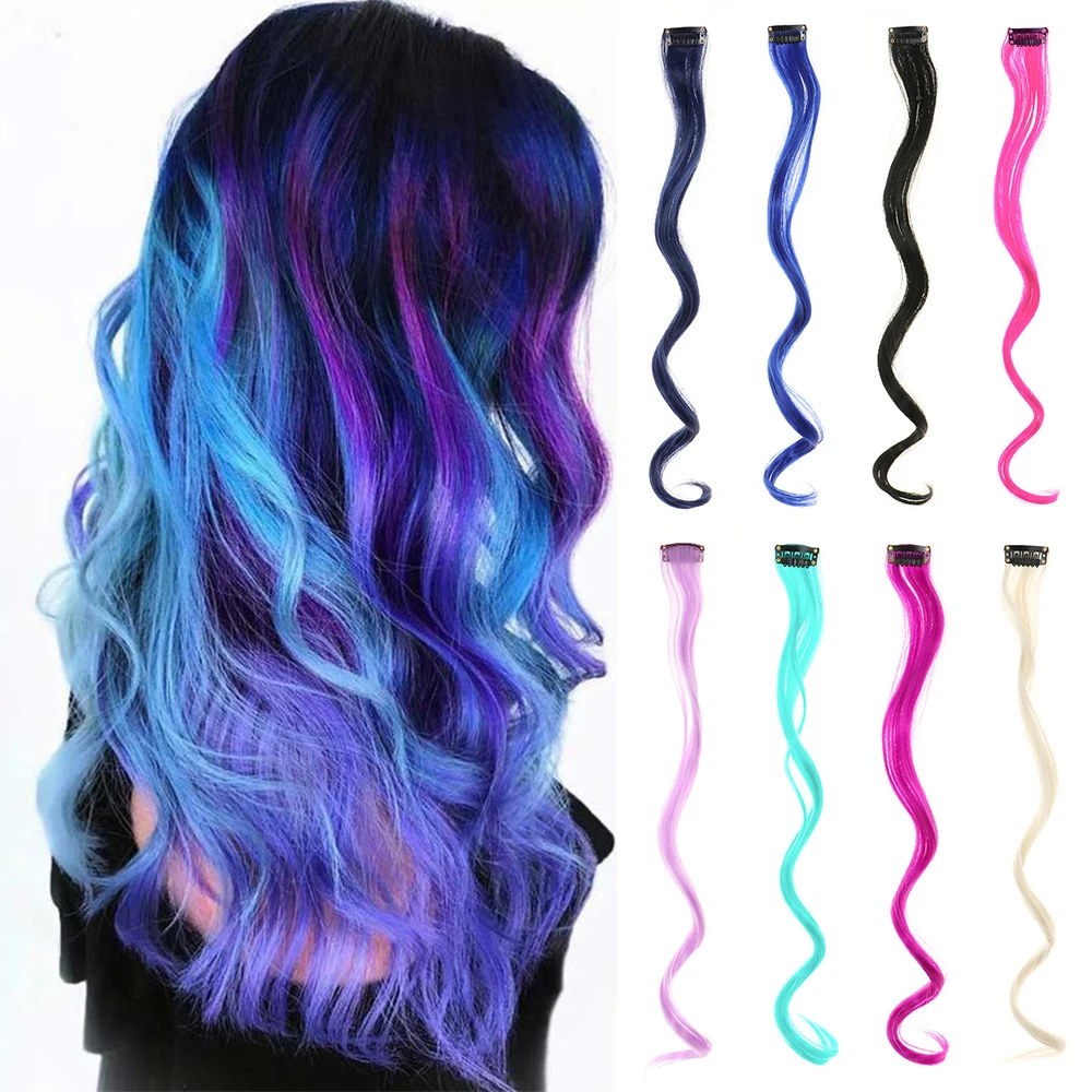 RainbowHairAccessoriesSyntheticHairExtensionsClipHairpiece