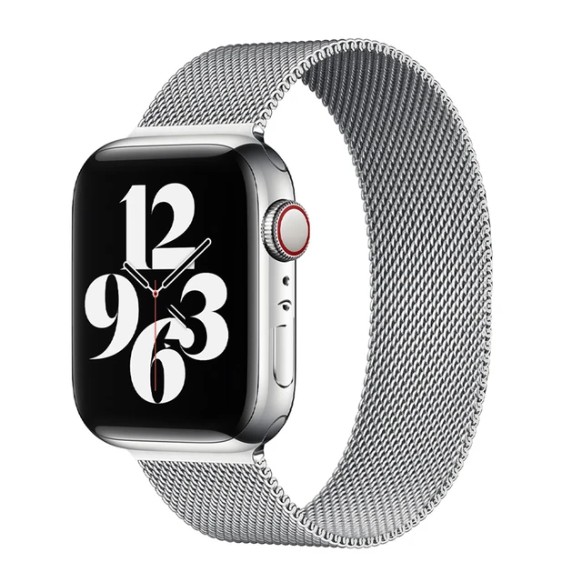 Metal Strap Milanes loop apple watch band 44mm 45mm 41mm 42mm 40mm 38mm magnetic stainless steel correa bracelet iwatch se 73456 Silver