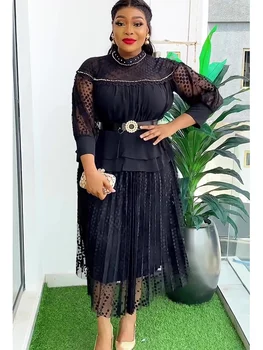 Wedding Party Long Dresses For Women African Embroidery Lace Robe Elegant Dubai Turkey Muslim Evening Gown Africa Clothing 1