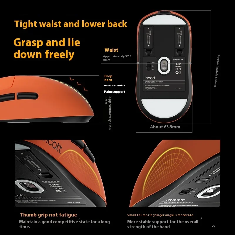 Incott G23 Pro Wireless Mouse 8k Dual Mode Paw3950 Sensor Hot Swap Fast Charge Gaming Mouse Ergonomics Pc Gamer Accessories Gift