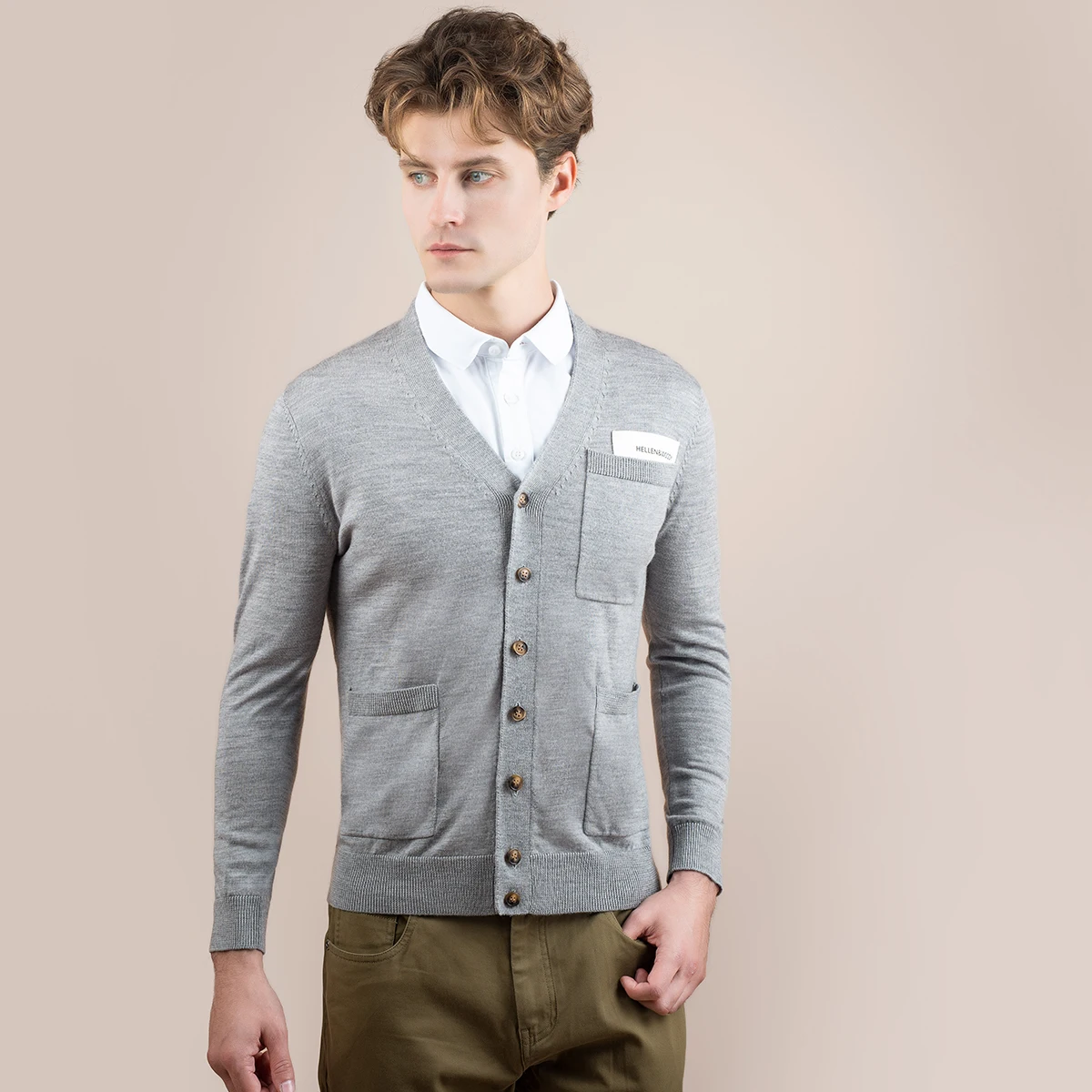 Kosopse Men's Spring Long Sleeve Cardigan Single Breasted Pocket Floral Suit Collar Casual Men's Sweater Extra Warm Men, Black, M