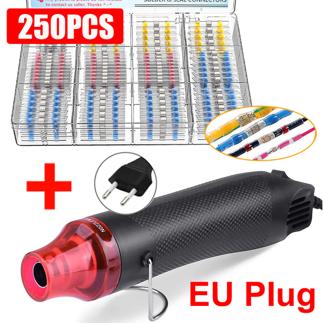 Waterproof Heat Shrink Butt Crimp Terminals Solder Seal Electrical Wire Cable Splice Terminal Kit with Hot Air Gun