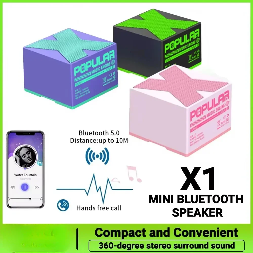 X1 Wireless Bluetooth 5.0 Mini Audio Portable Speaker Full-Range Sound USB Rechargeable HIFI Player For Laptop PC